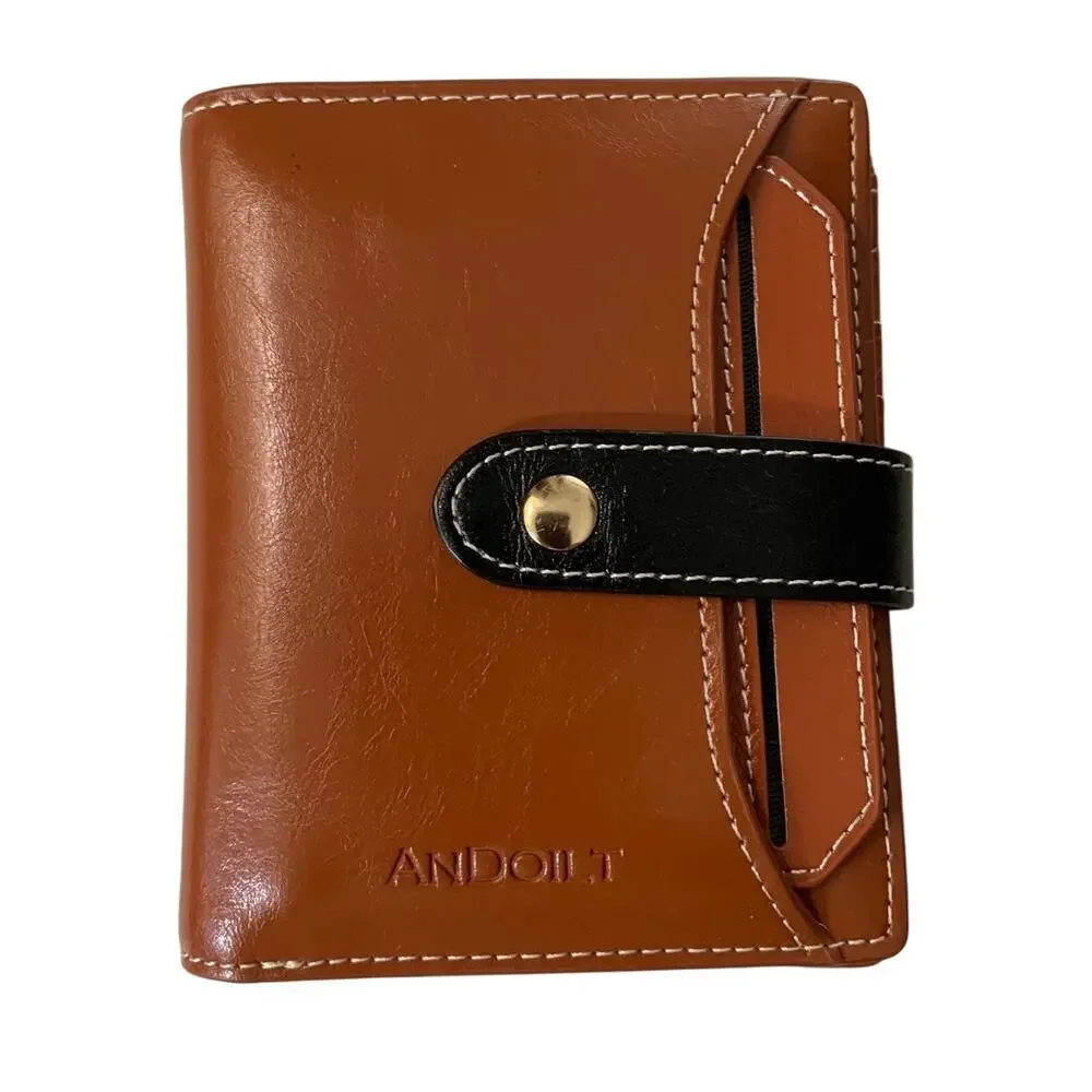 Bifold Wallet for Women Genuine Leather Coin Pocket 11 card slots 2 ID windows